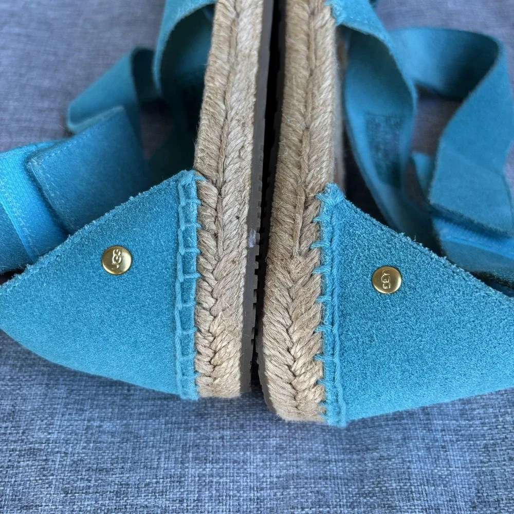 UGG Women's 8 Mila Gladiator Espadrille Sandal Acapulco Teal‎ Blue 1016877